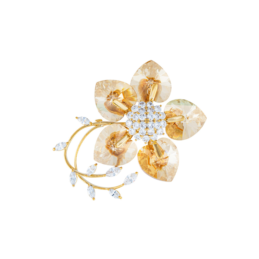 Fiore Luna Брошь Цветок Swarovski crystal + Zircon Fiore Luna XR10675F BR/G Арт.: XR10675F BR/G