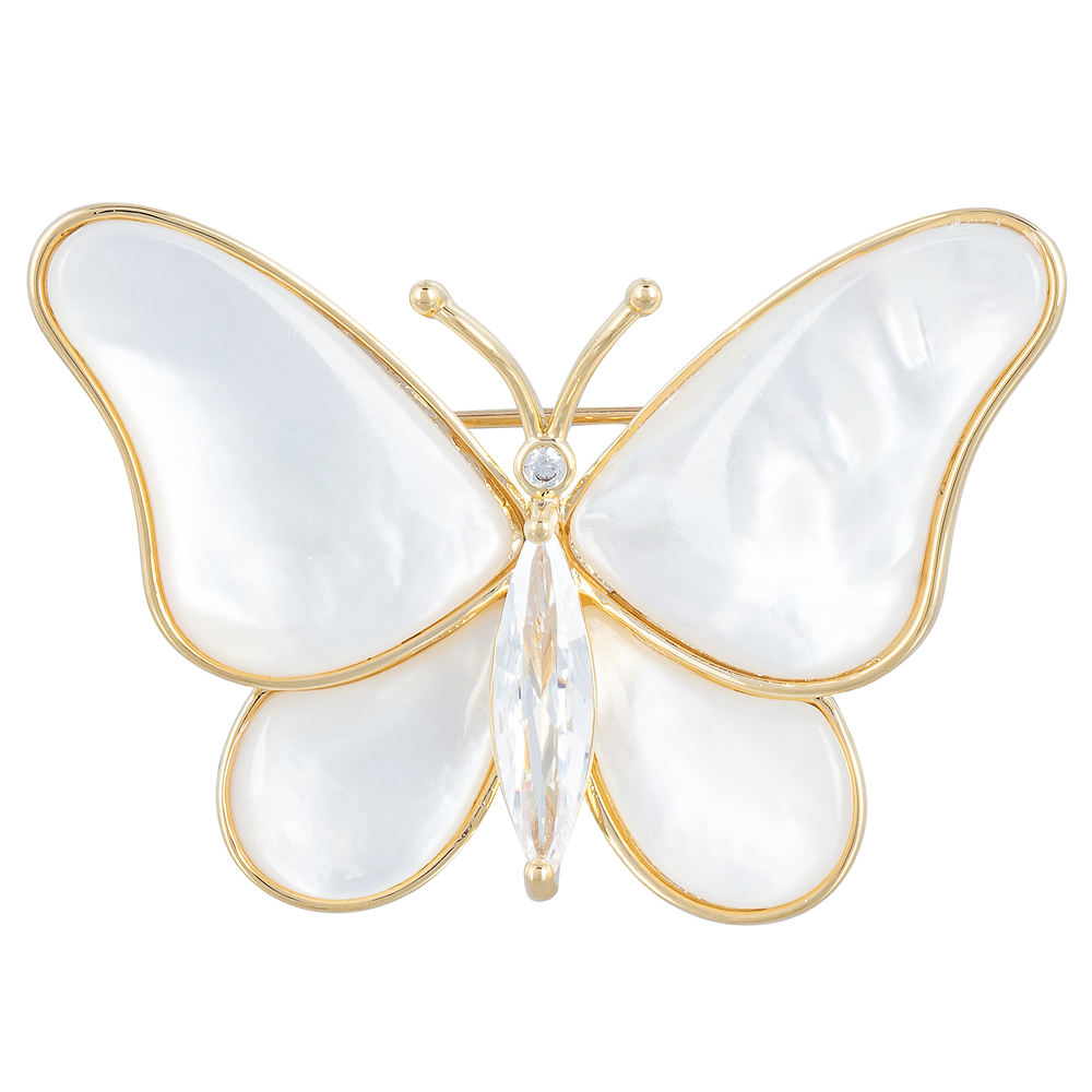 Fiore Luna Брошь Бабочка Zircon+natural shell Арт.: XR06424F G
