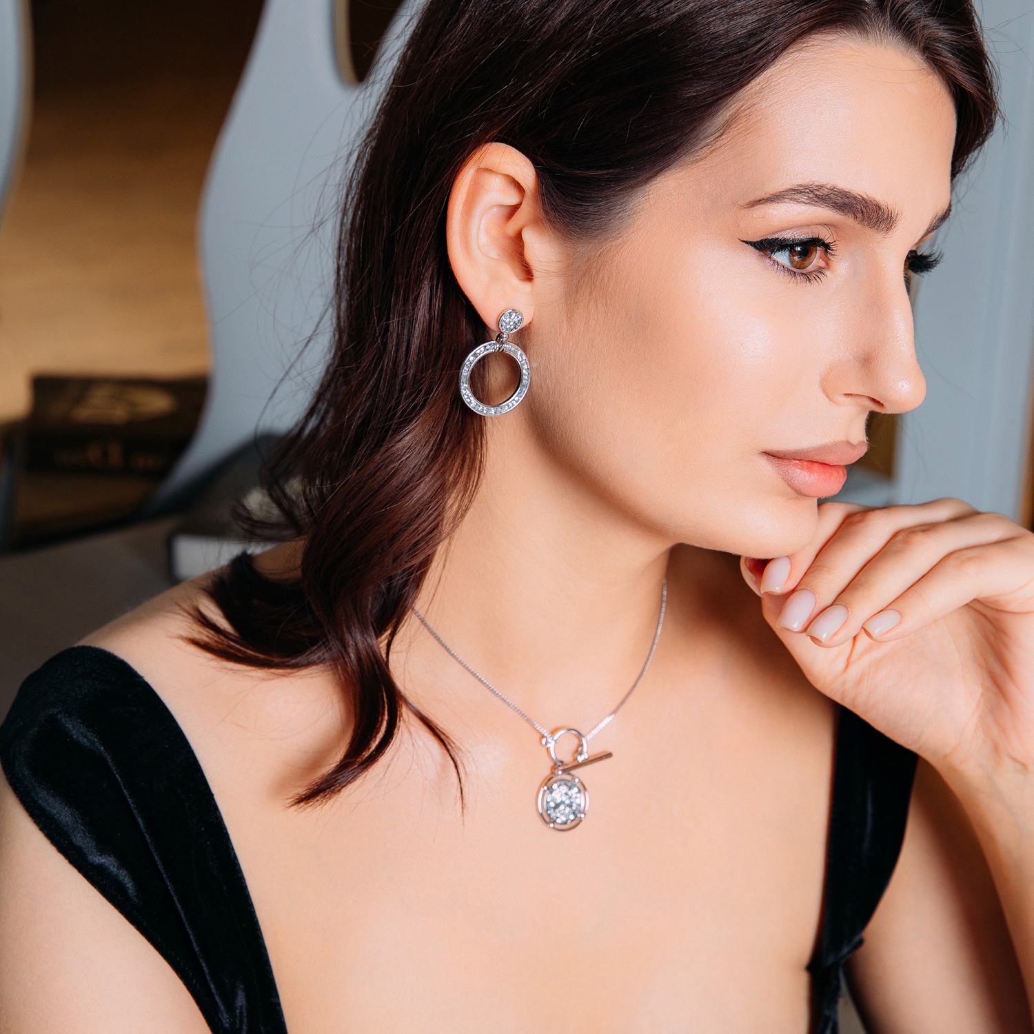 Fiore Luna Брошь ДУЭТ Zircon Арт.: XR08553P BR/G