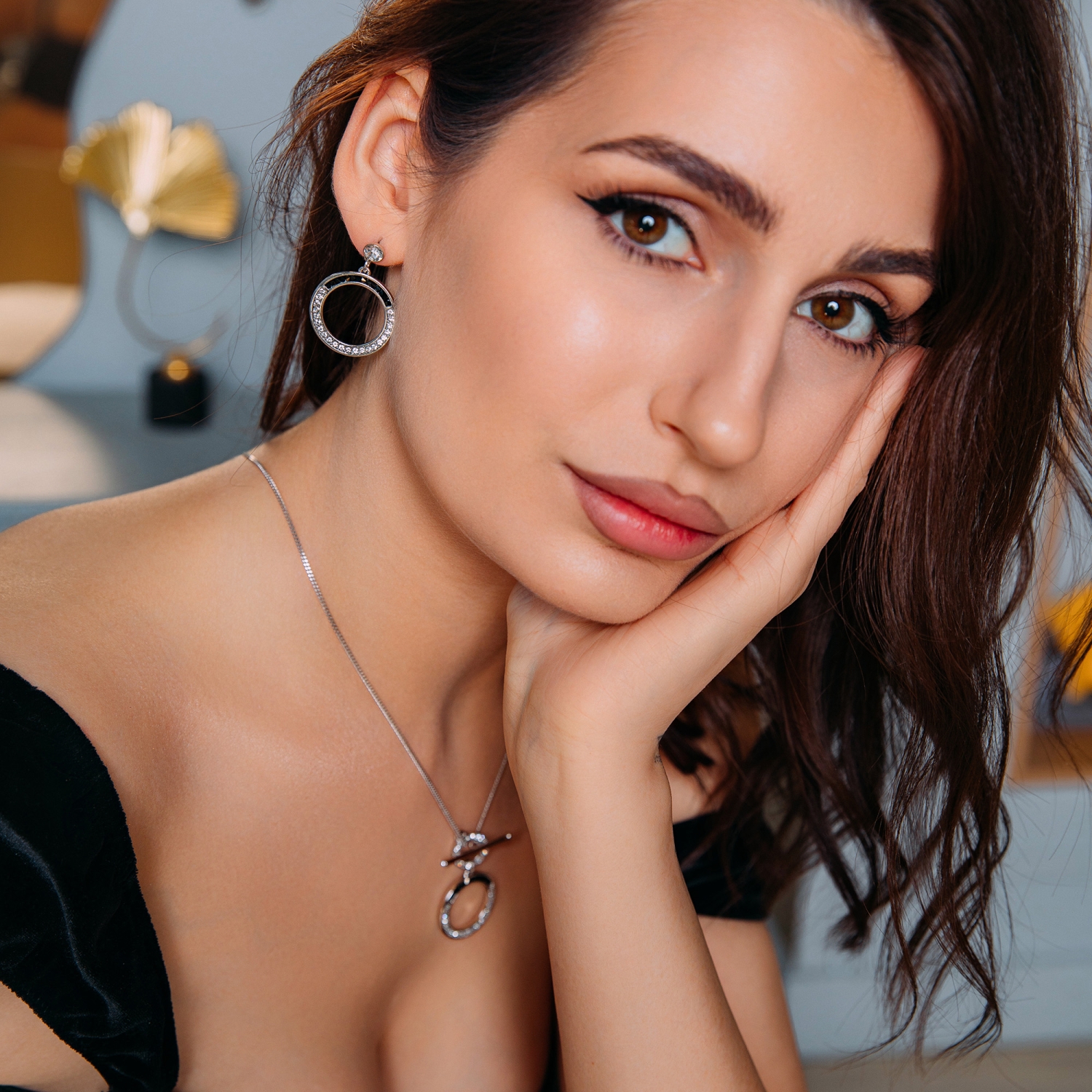 Fiore Luna Пусеты Crystal Silver Shade Fiore Luna SWE298 CSS RG Арт.: SWE298 CSS RG