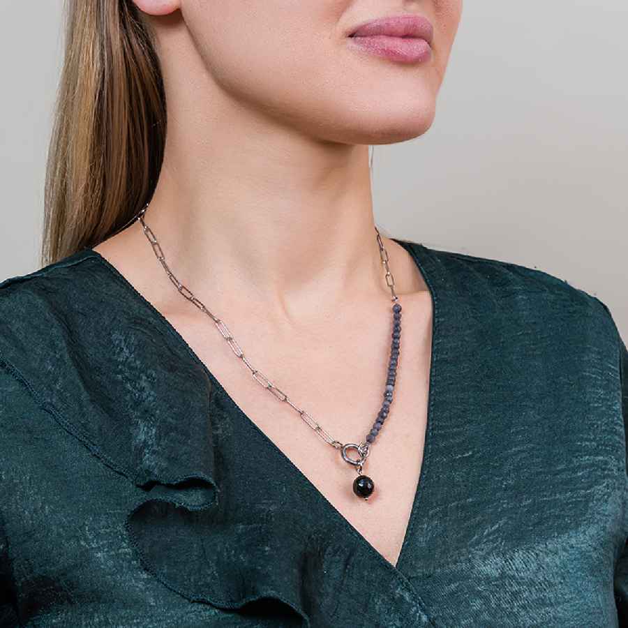 Fiore Luna Браслет на черном кожаном ремешке Арт.: CB11318-8 BL