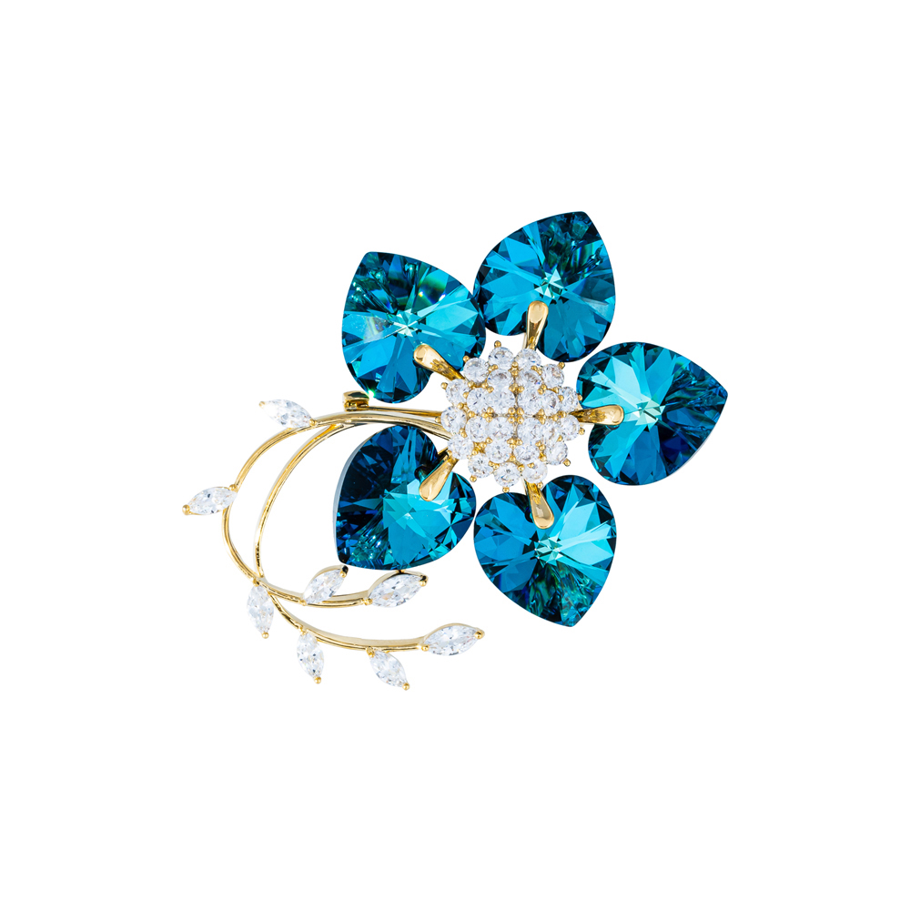 Fiore Luna Брошь Цветок Swarovski crystal + Zircon Fiore Luna XR10675F BL/G Арт.: XR10675F BL/G