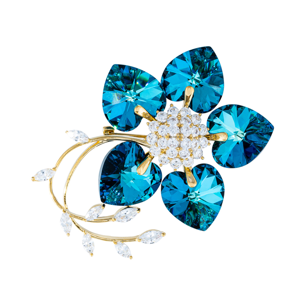 Fiore Luna Брошь Цветок Swarovski crystal + Zircon Fiore Luna XR10675F BL/G Арт.: XR10675F BL/G