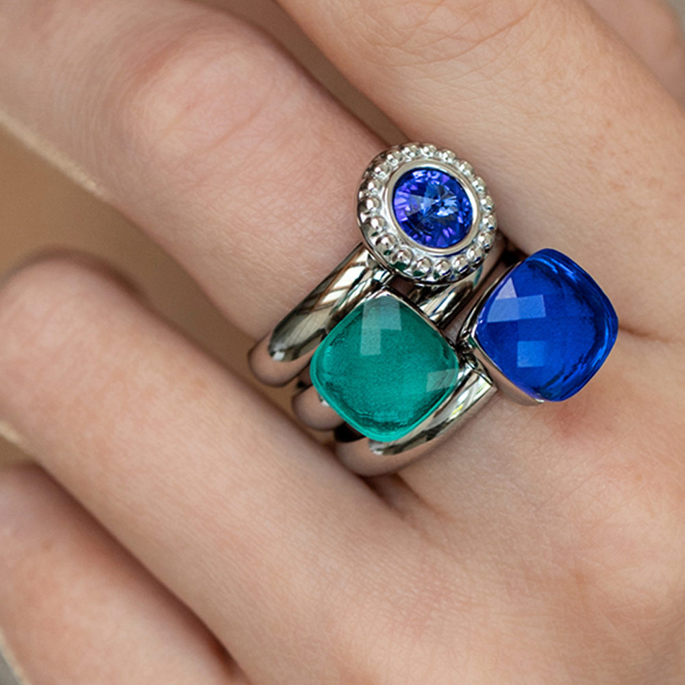Qudo Кольцо FIRENZE 19 (G) Blue Zircon Qudo 107001/40-4601 19 Арт.: 107001/40-4601 19
