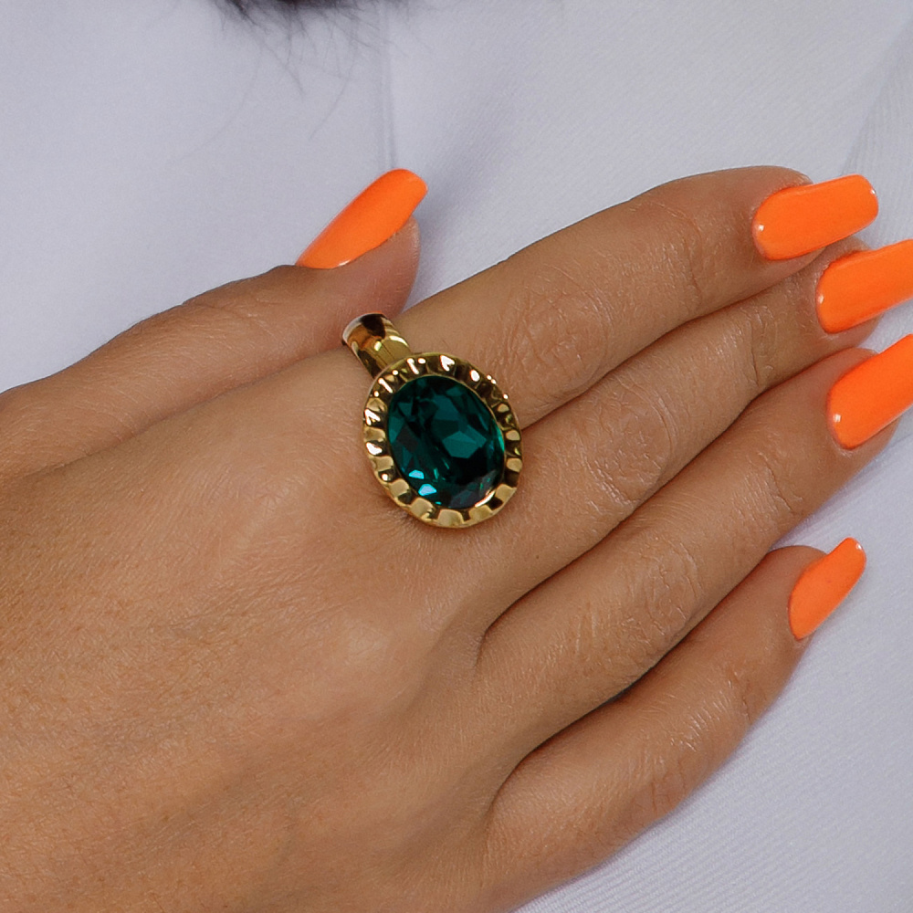 Qudo Кольцо TIVOLA UNICA big (G/P) Emerald 60 Qudo 686947 Арт.: 686947