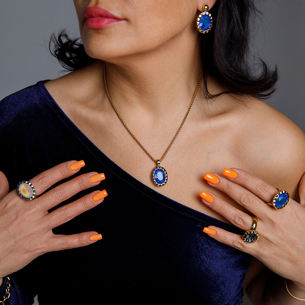 Qudo Кольцо TIVOLA UNICA big (G/P) Royal blue delite 54 Qudo 688159 Арт.: 688159