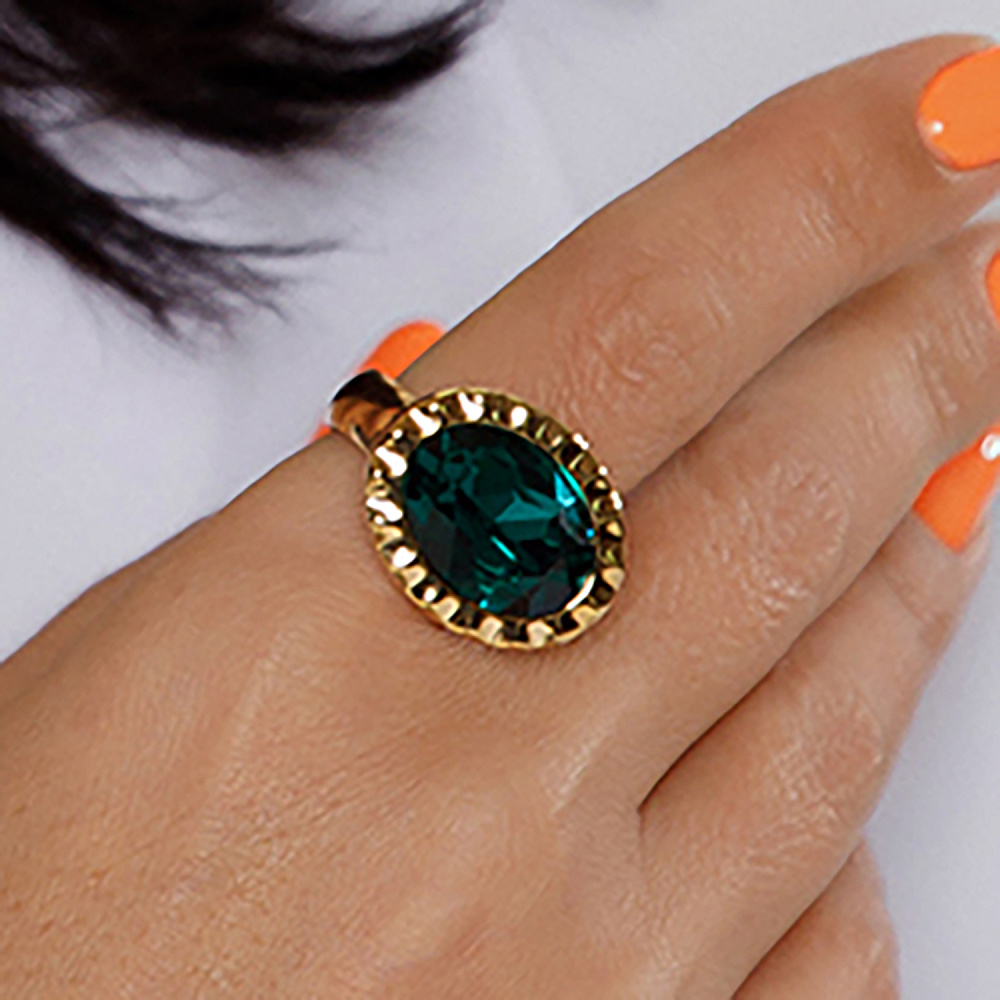 Qudo Кольцо TIVOLA UNICA big (G/P) Emerald 56 Qudo 686945 Арт.: 686945