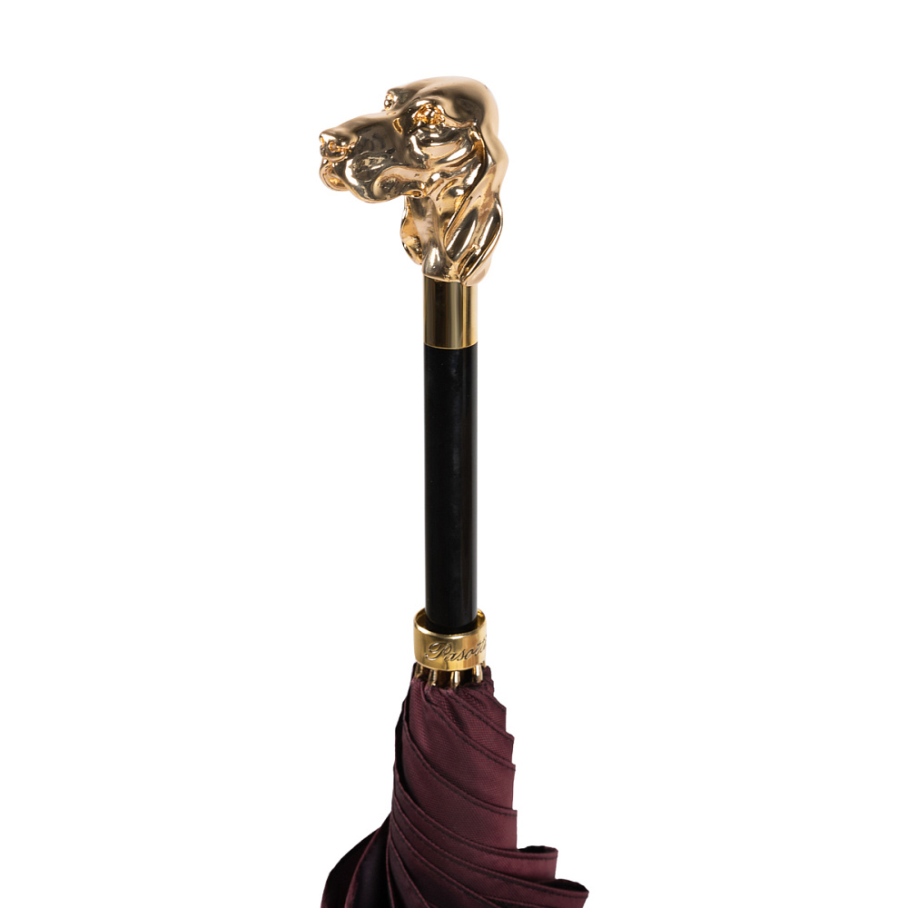 Pasotti Зонт-трость Pasotti Fido Фидо Gold Oxford Dark Bordo Fodero Anello  product-3097 Арт.: product-3097