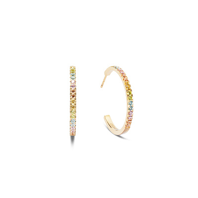 Серьги Hoop Multicolour Pastel Gold 30мм Coeur de Lion *0147/23-1590 *0147/23-1590 