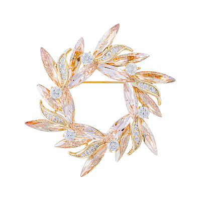 Брошь ВЕНЕЦ Zircon+crystal XR14425A3 BR/G 
