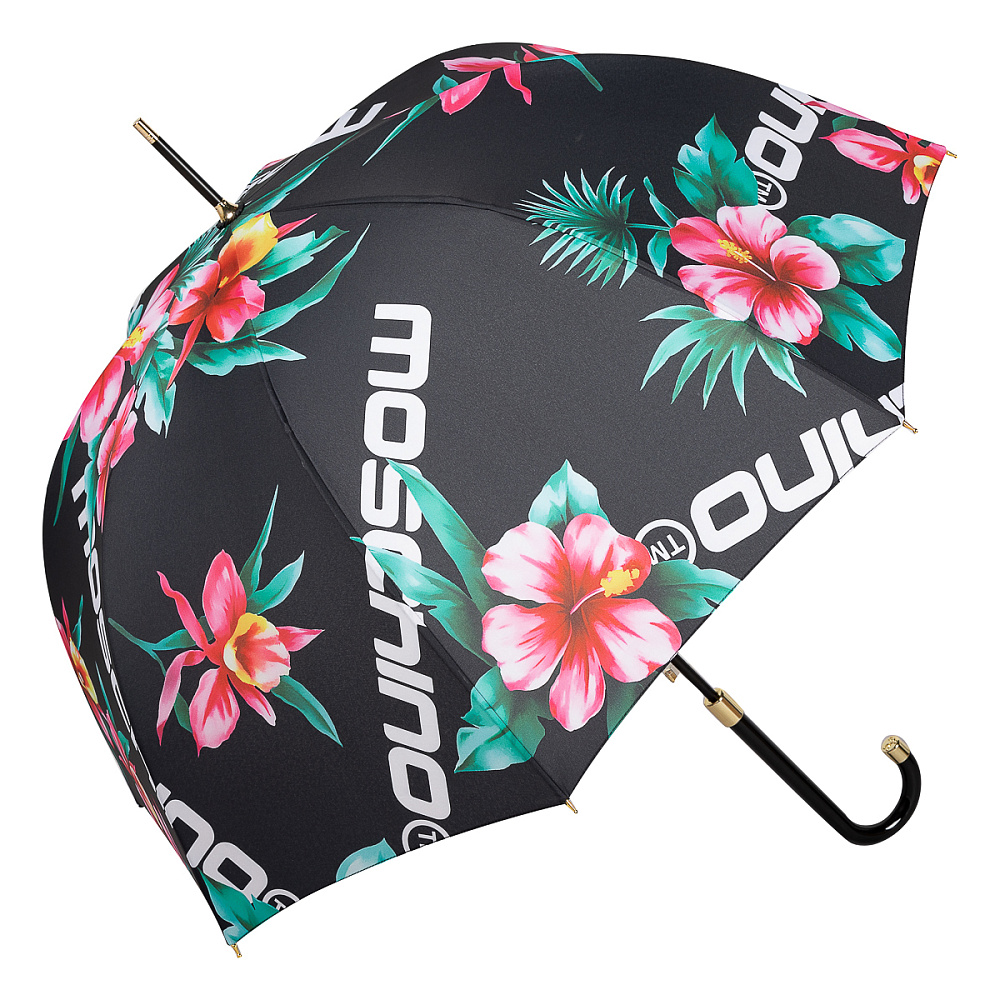 Moschino Зонт-трость Moschino 8923-63autoa Hibiscus Black  product-3277 Арт.: product-3277