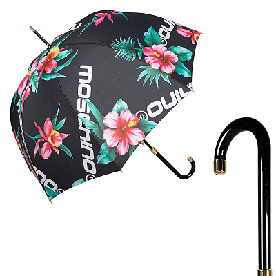 Зонт-трость Moschino 8923-63autoa Hibiscus Black  product-3277 product-3277 