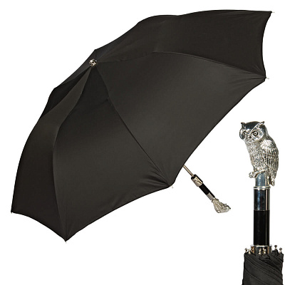 Зонт складной Pasotti Auto Owl Сова Silver Oxford Black  product-1524  Pasotti  product-1524 