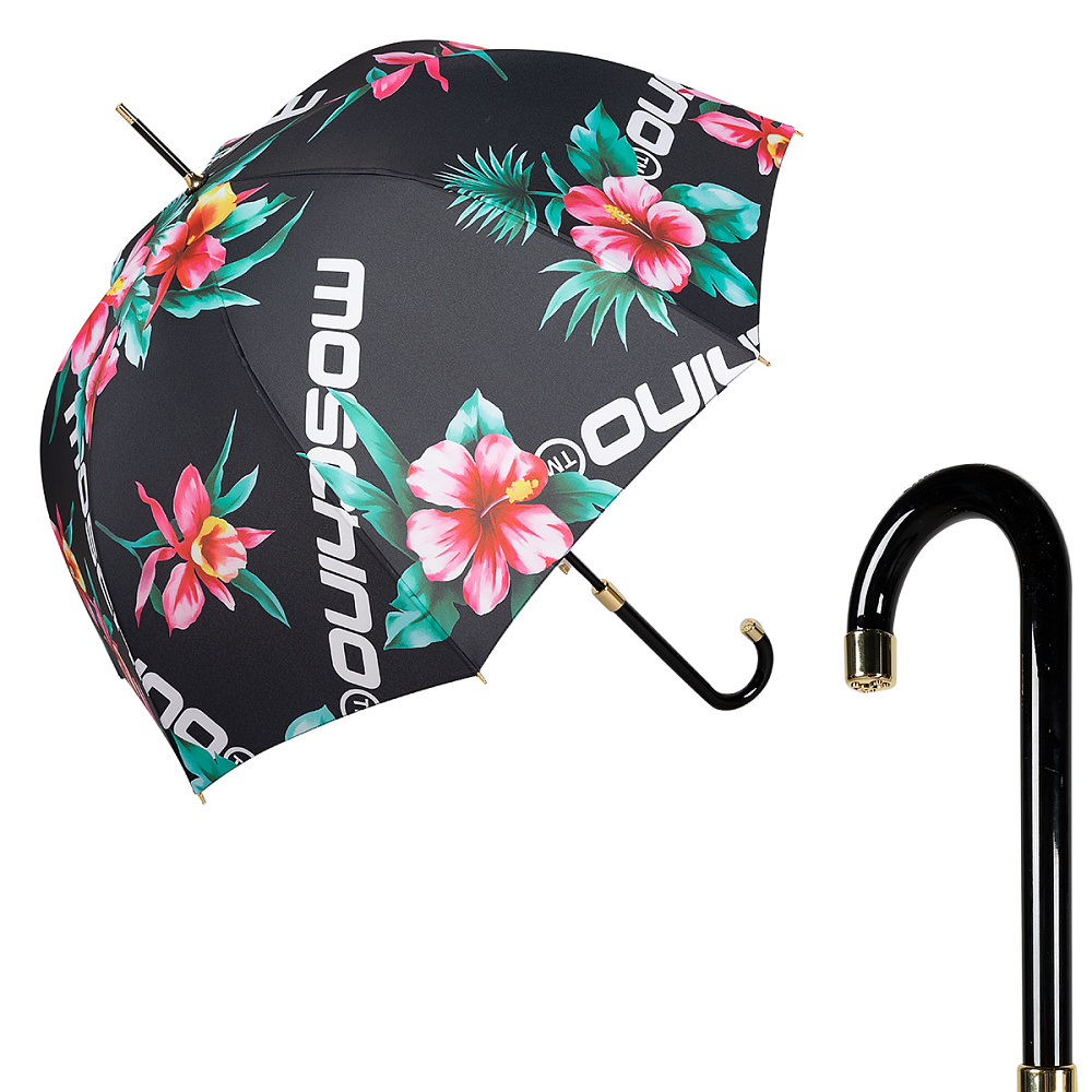Moschino Зонт-трость Moschino 8923-63autoa Hibiscus Black  product-3277 Арт.: product-3277