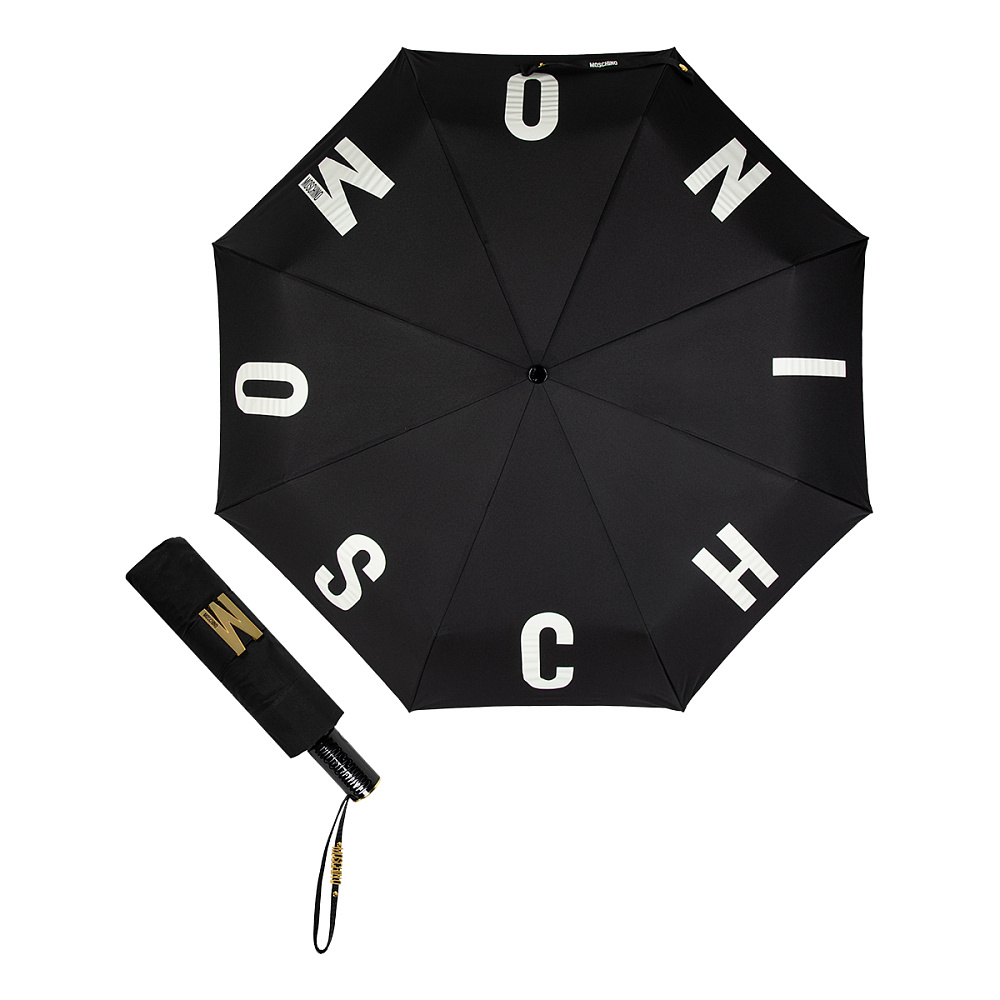 Moschino Зонт складной Moschino 8911-OCA M logo Black  product-3542 Арт.: product-3542