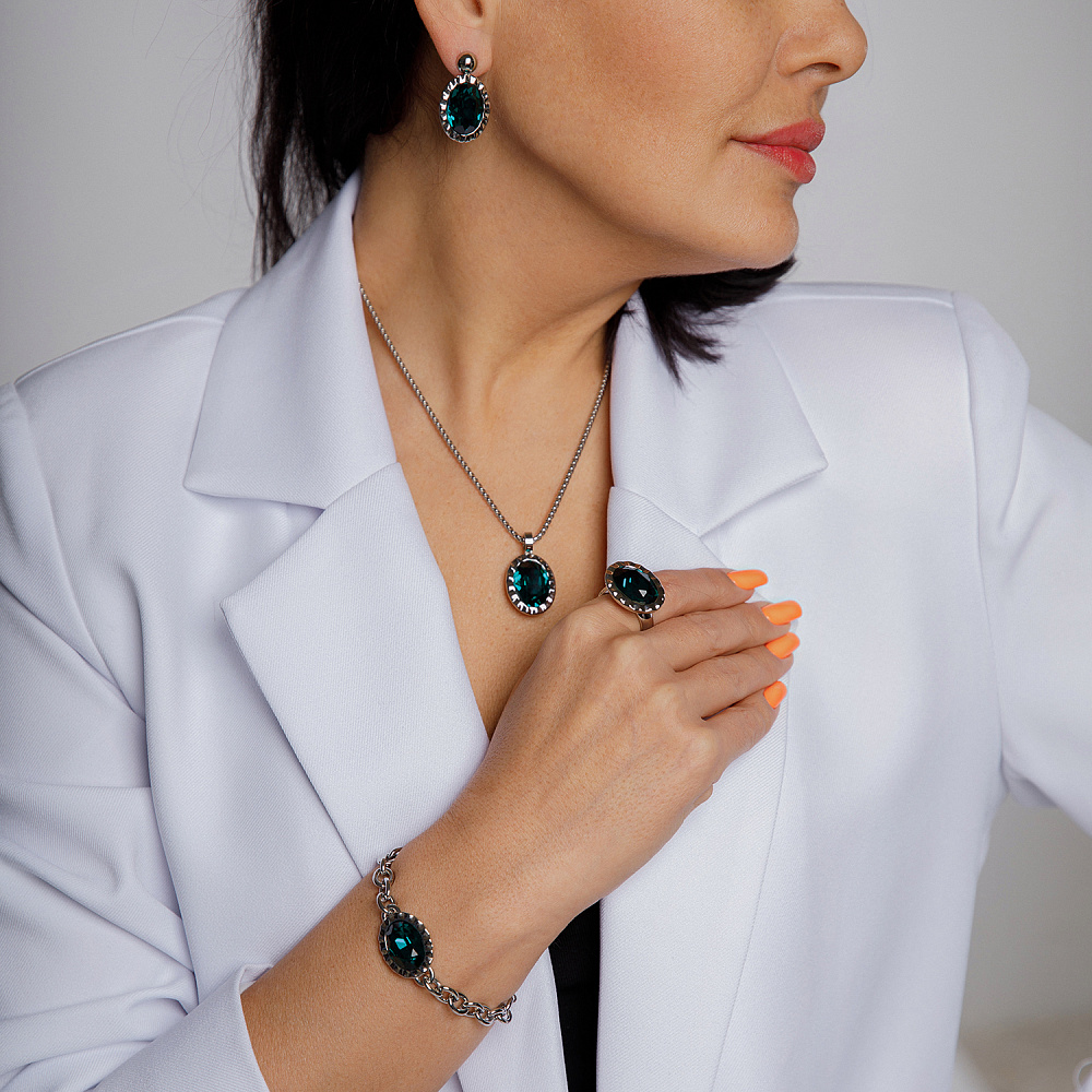 Qudo Кольцо TIVOLA UNICA big (S/P) Emerald 54 Qudo 686935 Арт.: 686935