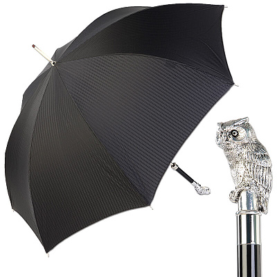 Зонт-трость Pasotti Owl Сова Silver Codino Black  product-1182  Pasotti  product-1182 