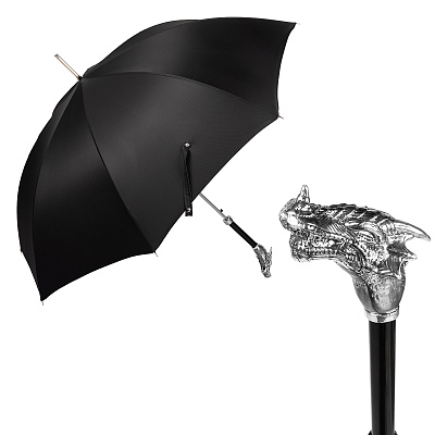 Зонт-трость Pasotti Drago Silver Oxford Black  product-3096  Pasotti  product-3096 