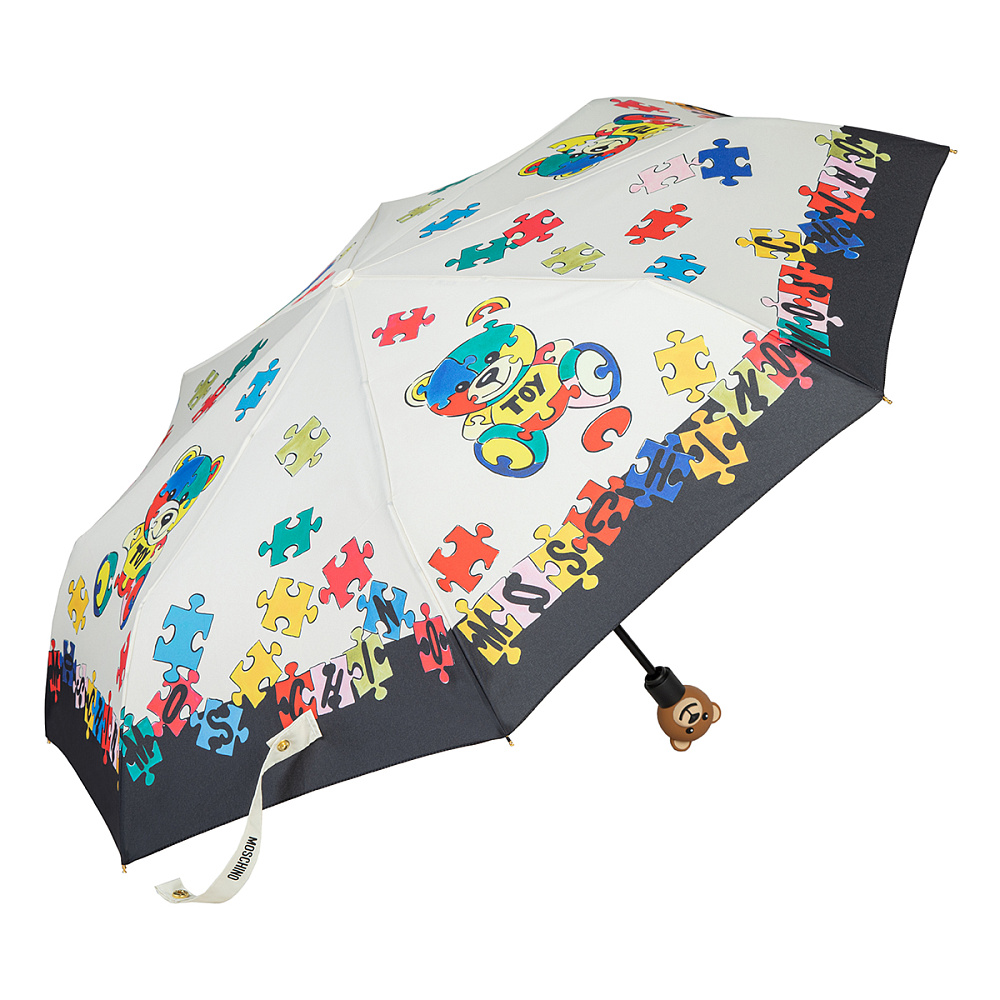 Moschino Зонт складной Moschino 8057-OCI Puzzle bears Cream  product-3434 Арт.: product-3434