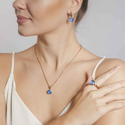 Кольцо Firenze sapphire 18.5 мм Qudo 611726 BL/RG  Qudo  611726 BL/RG 