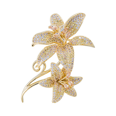 Брошь ДУЭТ Zircon XR08553P BR/G 