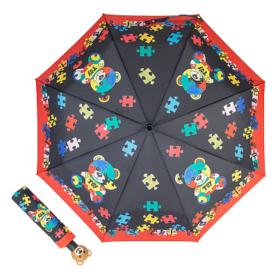 Зонт складной Moschino 8057-OCA Puzzle bears Black  product-3433 product-3433 