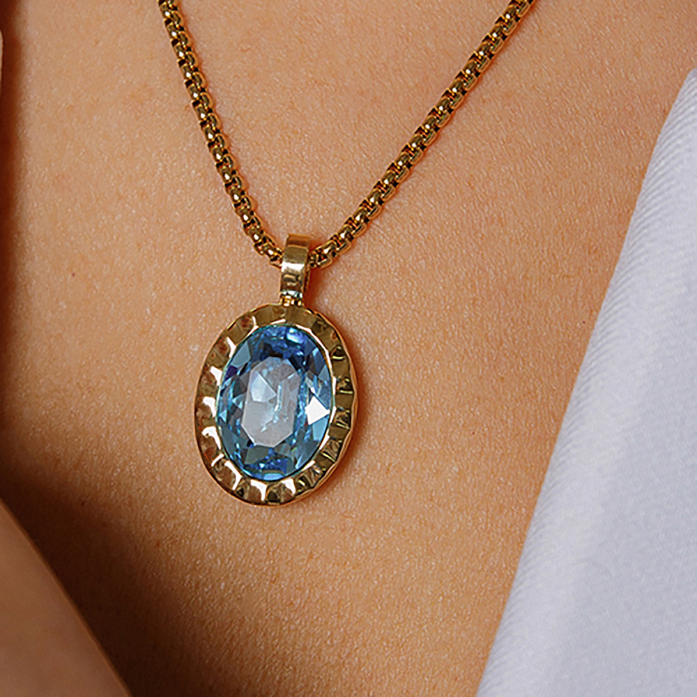 Qudo Колье TIVOLA UNICA big (G/P) Aquamarine 3cm Qudo 420528 Арт.: 420528