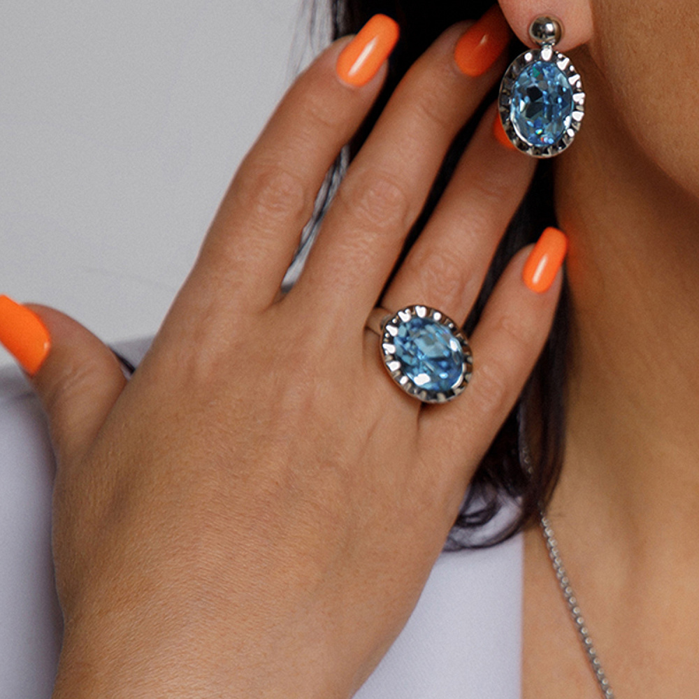 Qudo Кольцо TIVOLA UNICA big (S/P) Aquamarine 60 Qudo 686506 Арт.: 686506