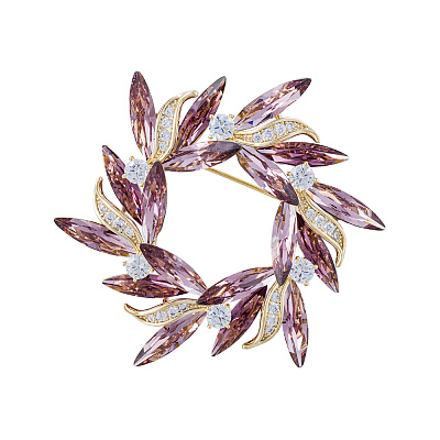 Брошь ВЕНЕЦ Zircon+crystal XR14425C1 V/G 