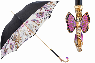 Зонт-трость Pasotti Nero Butterfly Farfalla Бабочка Lux  product-3837 product-3837 